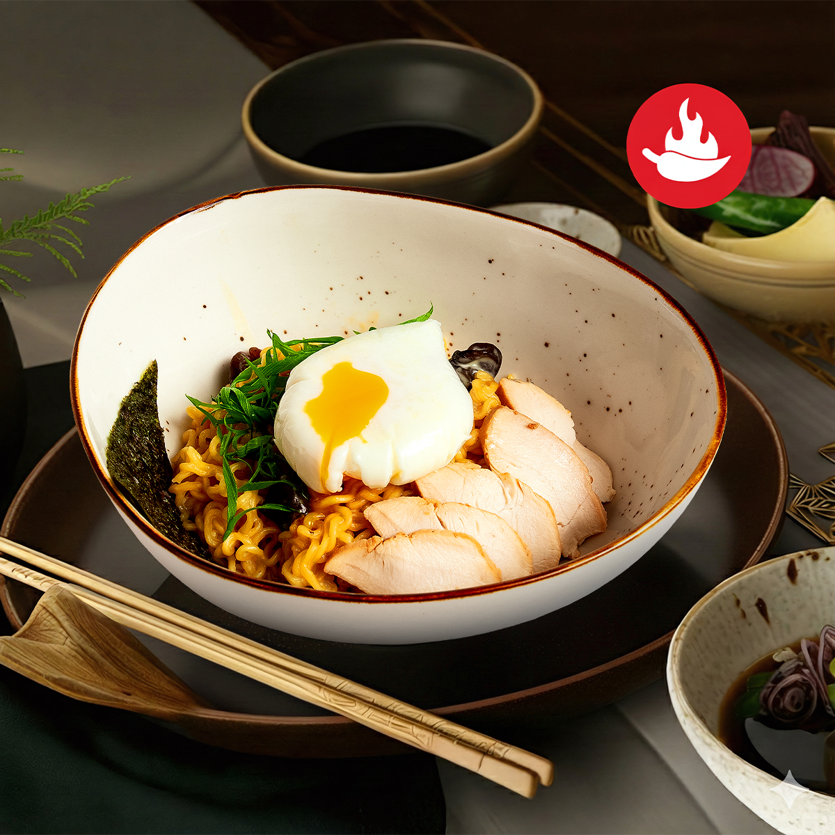 Korean ramen with chicken